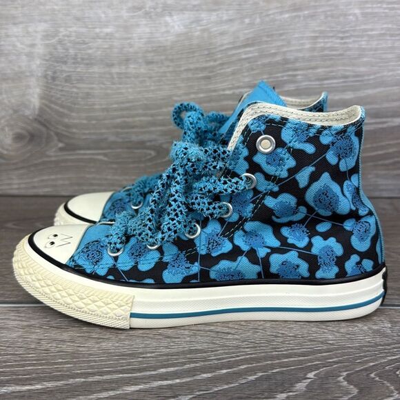 Converse CT All-Star x Dr Woo Little Girl Sz 13 Hi Top Blue Floral Sneakers - Picture 3 of 12